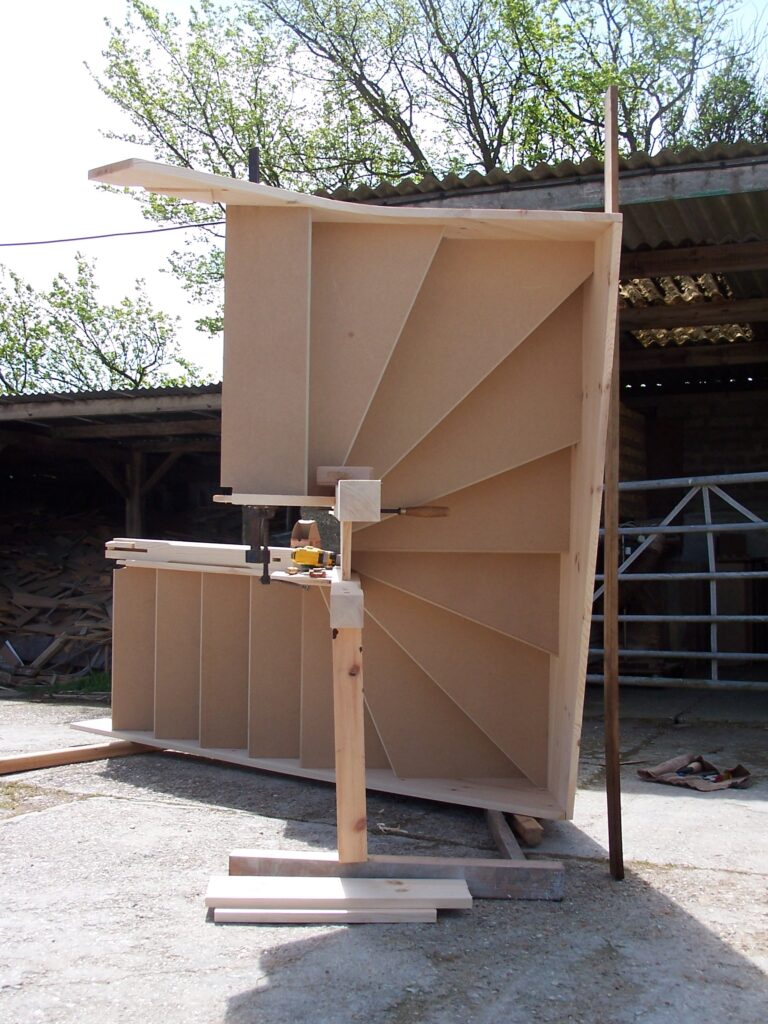 half square winder staircase in construction